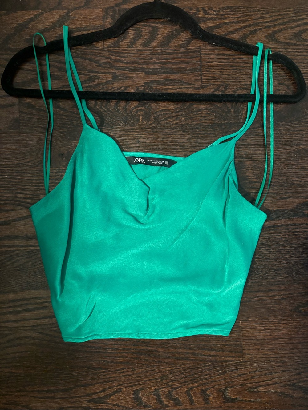 Zara Bright Teal Satin Strappy Cami